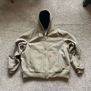 Carhartt J130 MUS Duck Canvas Brown Quilt Lined Full Zip Hooded Jacket Mens 2XL